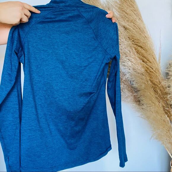 OLD NAVY ACTIVE Navy Blue Stripe Long Sleeve Half Zip Tight Sweater Shirt Gym S - Picture 5 of 8